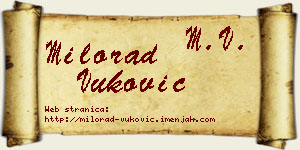 Milorad Vuković vizit kartica